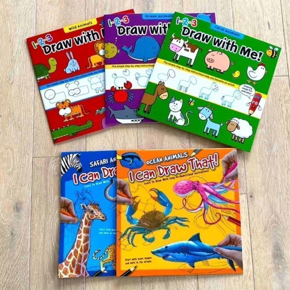 Little Artist Drawing Book Bundle of 5 Draw With Me and Drawing I Can Draw That